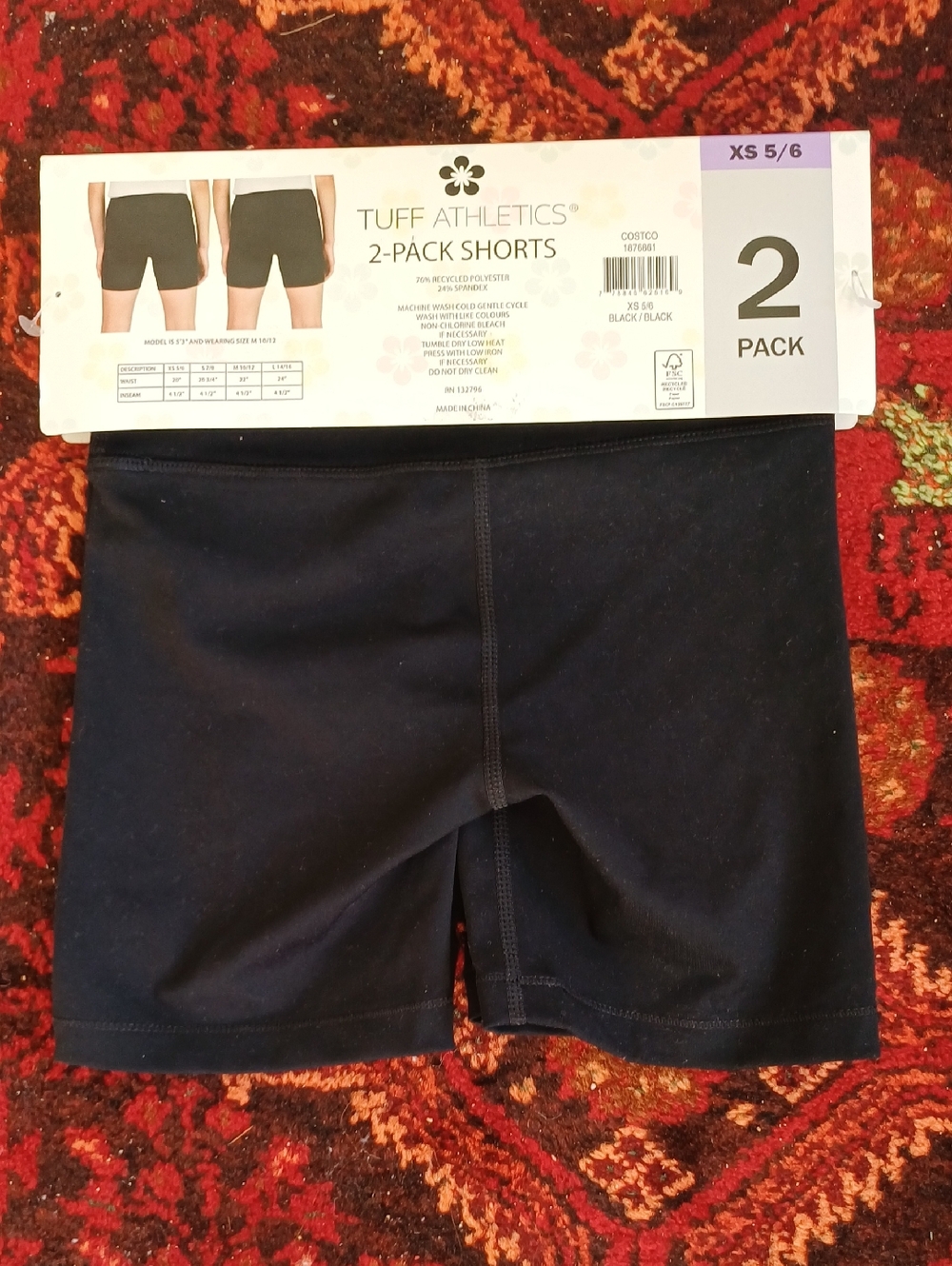 Tuff Athletics Black Kids 2-Pack Bike Shorts